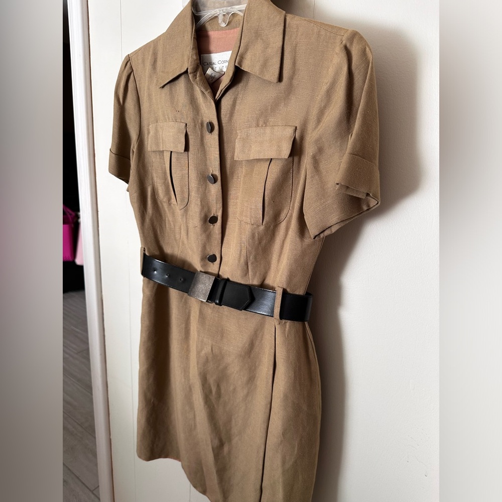 Vintage Linen Safari Style Dress Sz 4P